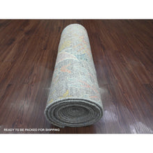 Load image into Gallery viewer, 2&#39;7&quot;x22&#39; Spanish Gray, Afghan Peshawar With Birds Of Paradise Design, Hand Knotted, Soft Wool, Vegetable Dyes, Xl Runner, Oriental Rug FWR122610