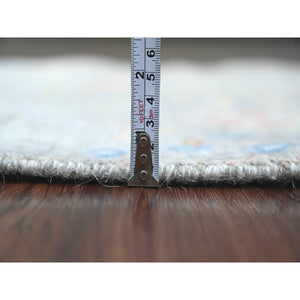 2'7"x22' Spanish Gray, Afghan Peshawar with Birds of Paradise Design, Hand Knotted, Soft Wool, Vegetable Dyes, XL Runner, Oriental Rug FWR122610