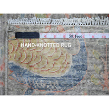 Load image into Gallery viewer, 2&#39;7&quot;x22&#39; Spanish Gray, Afghan Peshawar with Birds of Paradise Design, Hand Knotted, Soft Wool, Vegetable Dyes, XL Runner, Oriental Rug FWR122610