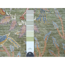 Load image into Gallery viewer, 2&#39;7&quot;x15&#39;2&quot; Pickle Green, Afghan Peshawar with Birds of Paradise Design, Hand Knotted, Soft Wool, Vegetable Dyes, XL Runner, Oriental Rug FWR122616