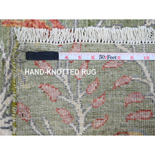 Load image into Gallery viewer, 2&#39;7&quot;x15&#39;2&quot; Pickle Green, Afghan Peshawar with Birds of Paradise Design, Hand Knotted, Soft Wool, Vegetable Dyes, XL Runner, Oriental Rug FWR122616
