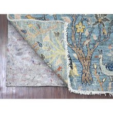 Load image into Gallery viewer, 2&#39;x6&#39;1&quot; Carolina Blue, Afghan Peshawar with Birds of Paradise Design, Hand Knotted, Vegetable Dyes, Soft Wool, Narrow Runner, Oriental Rug FWR122622