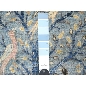 2'x6'1" Carolina Blue, Afghan Peshawar with Birds of Paradise Design, Hand Knotted, Vegetable Dyes, Soft Wool, Narrow Runner, Oriental Rug FWR122622