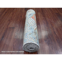 Load image into Gallery viewer, 2&#39;x6&#39;1&quot; Carolina Blue, Afghan Peshawar with Birds of Paradise Design, Hand Knotted, Vegetable Dyes, Soft Wool, Narrow Runner, Oriental Rug FWR122622