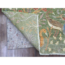 Load image into Gallery viewer, 5&#39;2&quot;x7&#39;1&quot; Cadmium Green, Hand Knotted, Afghan Peshawar with Birds of Paradise Design, Soft and Velvety Wool, Vegetable Dyes, Oriental Rug FWR122628