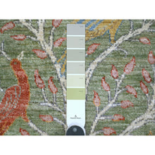 Load image into Gallery viewer, 5&#39;2&quot;x7&#39;1&quot; Cadmium Green, Hand Knotted, Afghan Peshawar with Birds of Paradise Design, Soft and Velvety Wool, Vegetable Dyes, Oriental Rug FWR122628