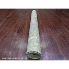 Load image into Gallery viewer, 5&#39;2&quot;x7&#39;1&quot; Cadmium Green, Hand Knotted, Afghan Peshawar with Birds of Paradise Design, Soft and Velvety Wool, Vegetable Dyes, Oriental Rug FWR122628