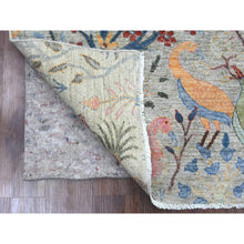 Load image into Gallery viewer, 5&#39;2&quot;x7&#39;4&quot; Pastel Gray, Afghan Peshawar with Birds of Paradise Design, Soft Wool, Natural Dyes, Hand Knotted, Oriental Rug FWR122634