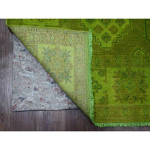 Load image into Gallery viewer, 6&#39;x8&#39;2&quot; Moss Green, Overdyed Kazak With Geometric Medallions Design, Hand Knotted, Pure Wool, Oriental Rug FWR122658