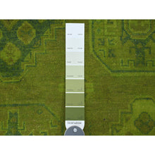 Load image into Gallery viewer, 6&#39;x8&#39;2&quot; Moss Green, Overdyed Kazak With Geometric Medallions Design, Hand Knotted, Pure Wool, Oriental Rug FWR122658