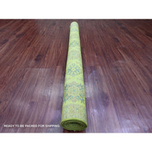 Load image into Gallery viewer, 6&#39;x8&#39;2&quot; Moss Green, Overdyed Kazak With Geometric Medallions Design, Hand Knotted, Pure Wool, Oriental Rug FWR122658