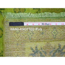 Load image into Gallery viewer, 6&#39;x8&#39;2&quot; Moss Green, Overdyed Kazak With Geometric Medallions Design, Hand Knotted, Pure Wool, Oriental Rug FWR122658