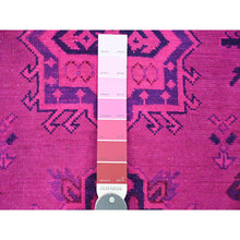 Load image into Gallery viewer, 6&#39;x8&#39;6&quot; Fuscia Pink, Overdyed Kazak With All Over Geometric Pattern, Hand Knotted, 100% Wool, Oriental Rug FWR122664