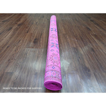 Load image into Gallery viewer, 6&#39;x8&#39;6&quot; Fuscia Pink, Overdyed Kazak With All Over Geometric Pattern, Hand Knotted, 100% Wool, Oriental Rug FWR122664
