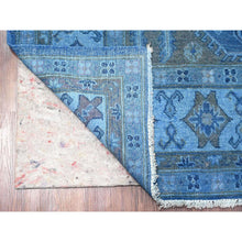 Load image into Gallery viewer, 6&#39;2&quot;x8&#39;5&quot; Cerulean Blue, Overdyed Kazak with Star Medallion Design, Hand Knotted, 100% Wool, Oriental Rug FWR122670