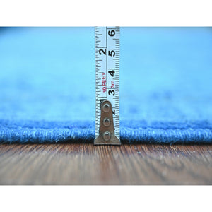 6'2"x8'5" Cerulean Blue, Overdyed Kazak with Star Medallion Design, Hand Knotted, 100% Wool, Oriental Rug FWR122670