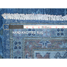 Load image into Gallery viewer, 6&#39;2&quot;x8&#39;5&quot; Cerulean Blue, Overdyed Kazak With Star Medallion Design, Hand Knotted, 100% Wool, Oriental Rug FWR122670