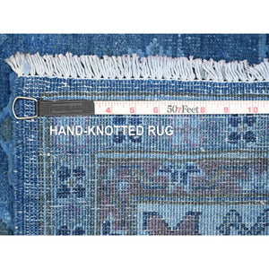 6'2"x8'5" Cerulean Blue, Overdyed Kazak With Star Medallion Design, Hand Knotted, 100% Wool, Oriental Rug FWR122670