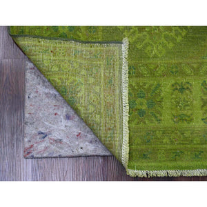4'10"x6'9" Pear Green, Overdyed Kazak with Tribal Design, Pure Wool, Hand Knotted, Oriental Rug FWR122676