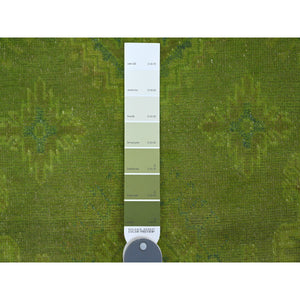 4'10"x6'9" Pear Green, Overdyed Kazak with Tribal Design, Pure Wool, Hand Knotted, Oriental Rug FWR122676