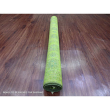 Load image into Gallery viewer, 4&#39;10&quot;x6&#39;9&quot; Pear Green, Overdyed Kazak with Tribal Design, Pure Wool, Hand Knotted, Oriental Rug FWR122676