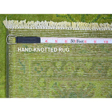 Load image into Gallery viewer, 4&#39;10&quot;x6&#39;9&quot; Pear Green, Overdyed Kazak With Tribal Design, Pure Wool, Hand Knotted, Oriental Rug FWR122676