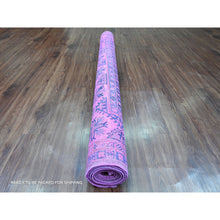 Load image into Gallery viewer, 5&#39;7&quot;x7&#39;9&quot; Bubblegum Pink, Overdyed Kazak With Geometric Medallion Design, Hand Knotted, 100% Wool, Oriental Rug FWR122682