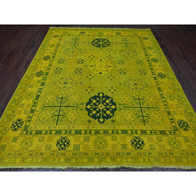 Load image into Gallery viewer, 8&#39;1&quot;x9&#39;5&quot; Golden Yellow, Overdyed Kazak With All Over Star Design, 100% Wool, Hand Knotted, Oriental Rug FWR122688