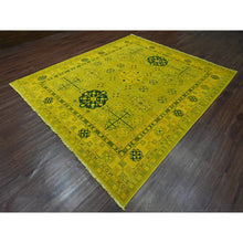 Load image into Gallery viewer, 8&#39;1&quot;x9&#39;5&quot; Golden Yellow, Overdyed Kazak With All Over Star Design, 100% Wool, Hand Knotted, Oriental Rug FWR122688