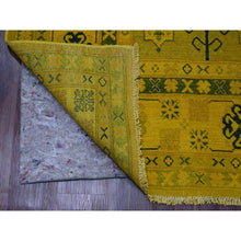 Load image into Gallery viewer, 8&#39;1&quot;x9&#39;5&quot; Golden Yellow, Overdyed Kazak With All Over Star Design, 100% Wool, Hand Knotted, Oriental Rug FWR122688