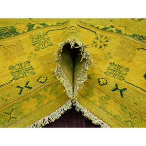 8'1"x9'5" Golden Yellow, Overdyed Kazak With All Over Star Design, 100% Wool, Hand Knotted, Oriental Rug FWR122688