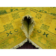 Load image into Gallery viewer, 8&#39;1&quot;x9&#39;5&quot; Golden Yellow, Overdyed Kazak With All Over Star Design, 100% Wool, Hand Knotted, Oriental Rug FWR122688