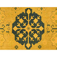 Load image into Gallery viewer, 8&#39;1&quot;x9&#39;5&quot; Golden Yellow, Overdyed Kazak With All Over Star Design, 100% Wool, Hand Knotted, Oriental Rug FWR122688