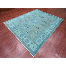 Load image into Gallery viewer, 7&#39;9&quot;x9&#39;6&quot; Sapphire Blue, Overdyed Kazak with Tribal Medallion Design, Hand Knotted, 100% Wool, Oriental Rug FWR122694