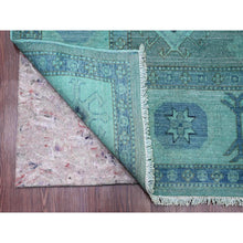 Load image into Gallery viewer, 7&#39;9&quot;x9&#39;6&quot; Sapphire Blue, Overdyed Kazak with Tribal Medallion Design, Hand Knotted, 100% Wool, Oriental Rug FWR122694