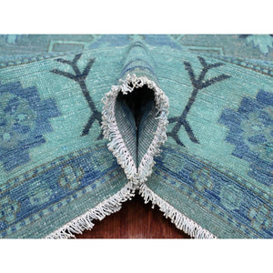 7'9"x9'6" Sapphire Blue, Overdyed Kazak with Tribal Medallion Design, Hand Knotted, 100% Wool, Oriental Rug FWR122694