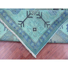 Load image into Gallery viewer, 7&#39;9&quot;x9&#39;6&quot; Sapphire Blue, Overdyed Kazak with Tribal Medallion Design, Hand Knotted, 100% Wool, Oriental Rug FWR122694