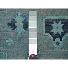 Load image into Gallery viewer, 7&#39;9&quot;x9&#39;6&quot; Sapphire Blue, Overdyed Kazak with Tribal Medallion Design, Hand Knotted, 100% Wool, Oriental Rug FWR122694
