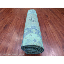 Load image into Gallery viewer, 7&#39;9&quot;x9&#39;6&quot; Sapphire Blue, Overdyed Kazak with Tribal Medallion Design, Hand Knotted, 100% Wool, Oriental Rug FWR122694