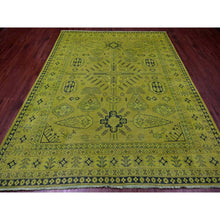 Load image into Gallery viewer, 7&#39;9&quot;x9&#39;8&quot; Lime Green, Overdyed Kazak With All Over Geometric Pattern, Hand Knotted, 100% Wool, Oriental Rug FWR122700