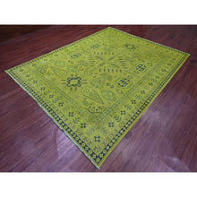 Load image into Gallery viewer, 7&#39;9&quot;x9&#39;8&quot; Lime Green, Overdyed Kazak With All Over Geometric Pattern, Hand Knotted, 100% Wool, Oriental Rug FWR122700