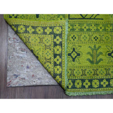 Load image into Gallery viewer, 7&#39;9&quot;x9&#39;8&quot; Lime Green, Overdyed Kazak With All Over Geometric Pattern, Hand Knotted, 100% Wool, Oriental Rug FWR122700