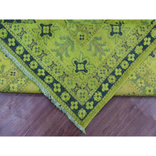 Load image into Gallery viewer, 7&#39;9&quot;x9&#39;8&quot; Lime Green, Overdyed Kazak With All Over Geometric Pattern, Hand Knotted, 100% Wool, Oriental Rug FWR122700