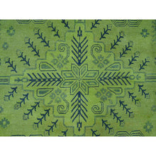 Load image into Gallery viewer, 7&#39;9&quot;x9&#39;8&quot; Lime Green, Overdyed Kazak With All Over Geometric Pattern, Hand Knotted, 100% Wool, Oriental Rug FWR122700