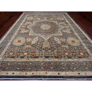 12'2"x16' Mocha Brown, 14th Century Mamluk Dynasty Pattern With Large Medallion Design, Hand Knotted, High Mountain Wool, Natural Dyes, Oversized, Oriental Rug FWR122712