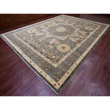Load image into Gallery viewer, 12&#39;2&quot;x16&#39; Mocha Brown, 14th Century Mamluk Dynasty Pattern With Large Medallion Design, Hand Knotted, High Mountain Wool, Natural Dyes, Oversized, Oriental Rug FWR122712