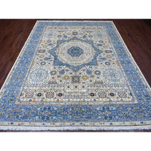 Load image into Gallery viewer, 8&#39;1&quot;x9&#39;8&quot; Pristine White, 14th Century Mamluk Dynasty Pattern with Star Medallion Design, High Mountain Wool, Hand Knotted, Veggie Dyes, Oriental Rug FWR122718