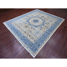 Load image into Gallery viewer, 8&#39;1&quot;x9&#39;8&quot; Pristine White, 14th Century Mamluk Dynasty Pattern with Star Medallion Design, High Mountain Wool, Hand Knotted, Veggie Dyes, Oriental Rug FWR122718