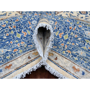 8'1"x9'8" Pristine White, 14th Century Mamluk Dynasty Pattern with Star Medallion Design, High Mountain Wool, Hand Knotted, Veggie Dyes, Oriental Rug FWR122718