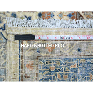 8'1"x9'8" Pristine White, 14th Century Mamluk Dynasty Pattern with Star Medallion Design, High Mountain Wool, Hand Knotted, Veggie Dyes, Oriental Rug FWR122718